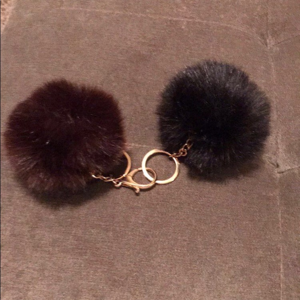 two fur pom accessories